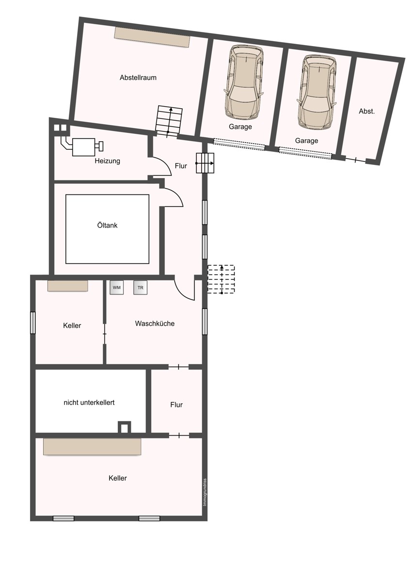 Grundriss Kellergeschoss und Garagen Einfamilienhaus Dreieich / Offenthal