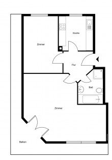 Grundriss Exklusives Wohnambiente: Penthouse-Feeling in einer gro�z�gigen 2-Zimmer-Wohnung